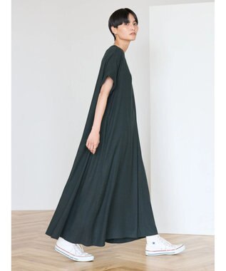 AMERICAN HOLIC 接触冷感Ｖネックリネンブレンドワンピース Black