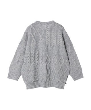 AMERICAN HOLIC パッチワークケーブルニットプルオーバー Light Gray Mixture