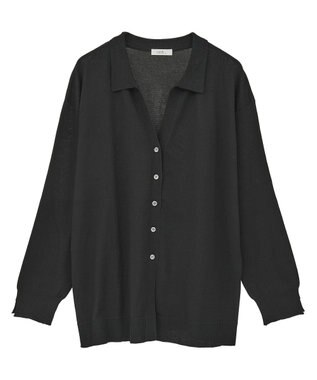 earth music&ecology 袖口スリットスキッパーカーディガン Black