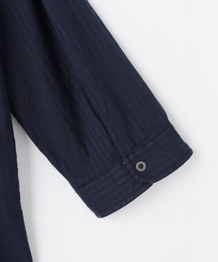 JOSEPH ABBOUD 【キングサイズ・2WAY】リバーシブルストライプ 七分袖 シャツ ネイビー系1