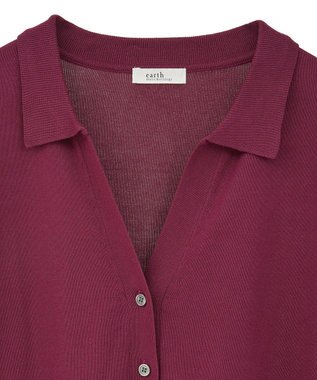earth music&ecology 袖口スリットスキッパーカーディガン Bordeaux