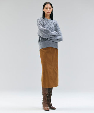 BEIGE， 【洗える】SEDONA / ウールカシミヤケーブルニット Gray