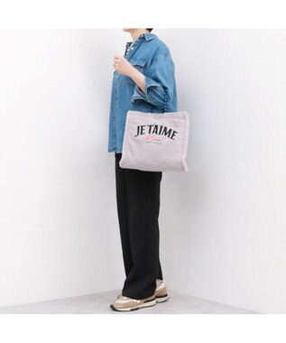 UNBILLION カシュカシュ cachecache / ボア刺繍リバーシブル2wayトート ライトグレー