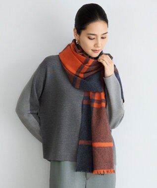 バイカラーチェック ストール