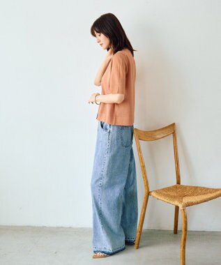 YECCA VECCA 半袖シアーカーディガン Salmon Pink