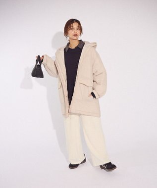 Green Parks フーディ中綿コート Light Gray