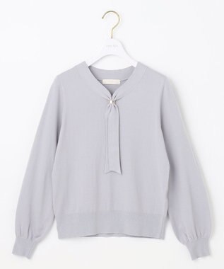 ANY SIS 【洗える】ボウタイ ニット アイスブルー