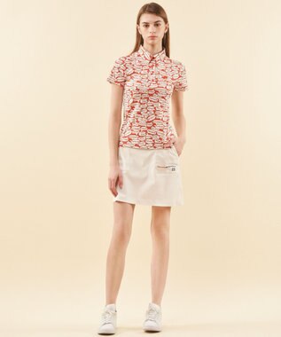 23区GOLF 【WOMEN】【吸水速乾/UVカット】YELL総柄プリントポロシャツ オレンジ系5