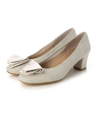 MODE ET JACOMO <D'ICI>プリーツモチーフパンプス アイボリーメタリック