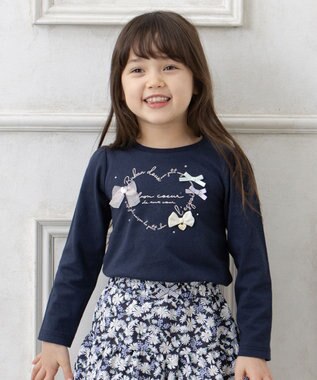 ANY KIDS リボン 長袖 Ｔシャツ ネイビー