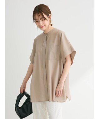 Green Parks 綿麻混ポンチョ風シャツ Gray Beige