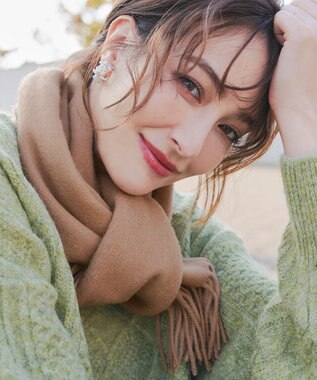 ベージュ フリンジ付きマフラー ウール ウール100%】フリンジ付きマフラー / Tiaclasse | ファッション