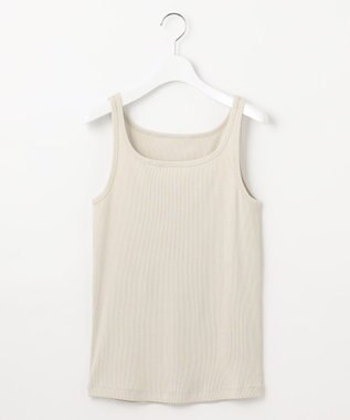 自由区 L 【洗える】ソフトリブ タンクトップ ベージュ