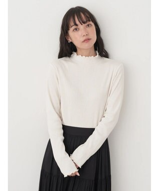 earth music&ecology チェーンリブハイネックプルオーバー Ivory