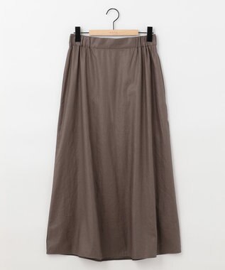 SHARE PARK LADIES 【洗える】リネンレーヨンコーティングウォッシュスカート チャコール