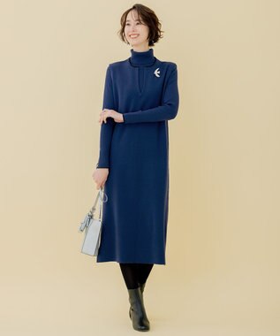 自由区 L 【WEB限定/セット着用可】セミウーステッド タートルネック ブルー系