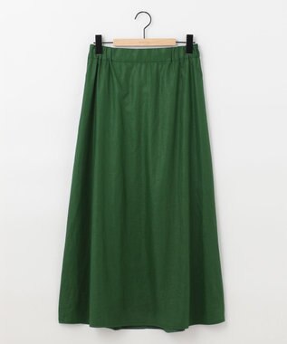 SHARE PARK LADIES 【洗える】リネンレーヨンコーティングウォッシュスカート グリーン