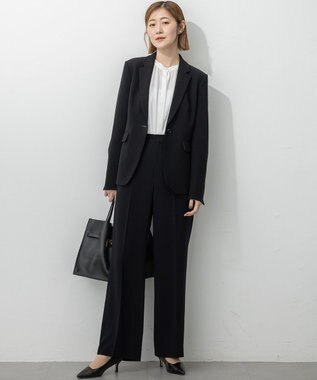 23区 L 【VERY3月号掲載/セットアップ対応】トリアセダブルジョーゼット フルレングス パンツ ブラック系