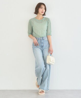 earth music&ecology ハイショクメロートップス Light Green