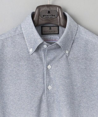 GOTAIRIKU 麻混・襟しっかり【洗える/通気性】ノルマンディーリネン ボタンダウンポロシャツ(25年モデル) サックスブルー系