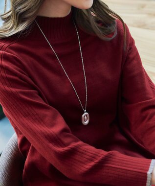 Tiaclasse 【洗える】配色ハイネックニットトップス レッド