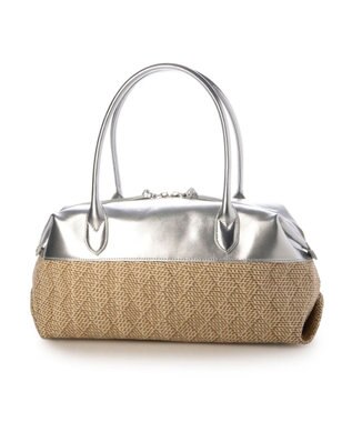 UNBILLION ペルケ perche / 雑材風×牛革付属横長ボストン