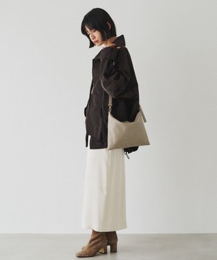 russet エンボスモノグラム ソフトレザーショルダーバッグ(CE-1547) GrayBeige