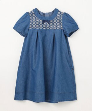 組曲 KIDS 【110-140㎝】レースコンビデニム ワンピース ブルー