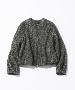 23区 S 【STORY11月掲載】BALLI ヘリンボーンツイード ノーカラー ブルゾン モノトーン系