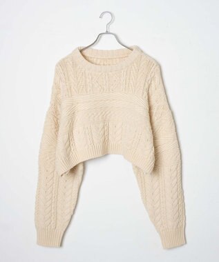 WEGO ケーブルショートニット ホワイトアイボリー