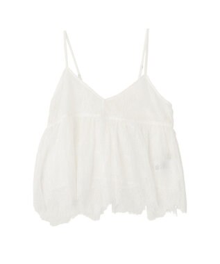 earth music&ecology フリンジレースバックリボンキャミ Off White