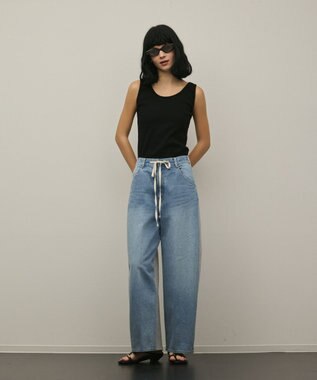 GRACE CONTINENTAL テレコノースリーブトップ ブラック