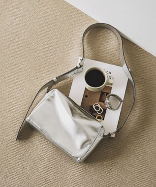 russet 【2025AW新作】レザースクエアショルダーバッグ(CE-1575) Silver