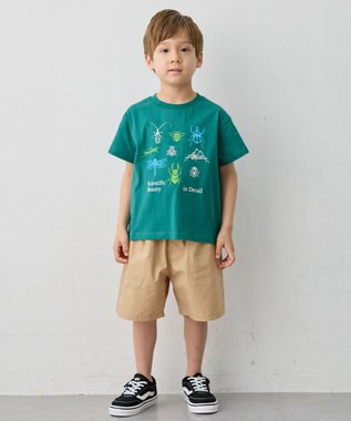 ANY KIDS 【洗濯機可能】昆虫プリント 半袖Tシャツ グリーン