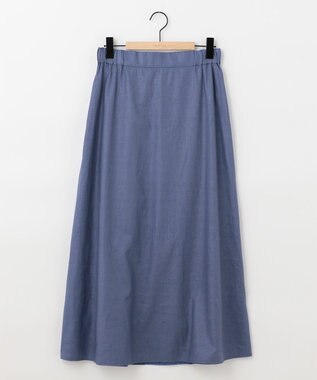 SHARE PARK LADIES 【洗える】リネンレーヨンコーティングウォッシュスカート ブルー