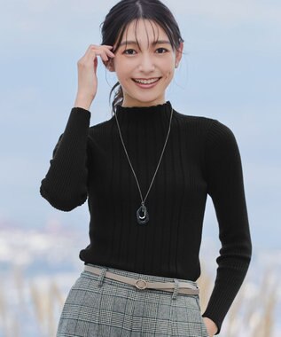 Tiaclasse 【新色追加・洗える】ランダムリブニットプルオーバー ブラック