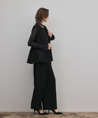 GRACE CONTINENTAL カットジャガードペプラムジレ ブラック