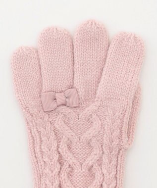 ANY KIDS ケーブルニット手袋 ピンク