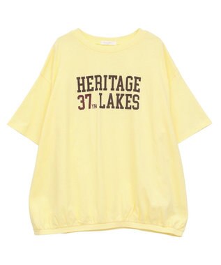 Green Parks カレッジロゴ刺繍５分袖チュニック Yellow