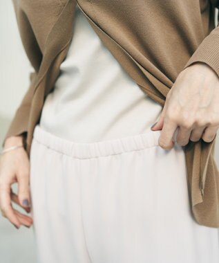 UNFILO 【ウエストゴム/セレモニー】ドライダブルクロス イージー ワイドパンツ アイボリー