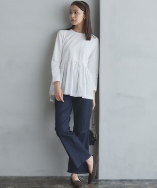 組曲 ペプラムレイヤード 長袖Tシャツ アイボリー系