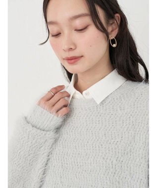 earth music&ecology ゆるモヘアライクレースニット Light Gray