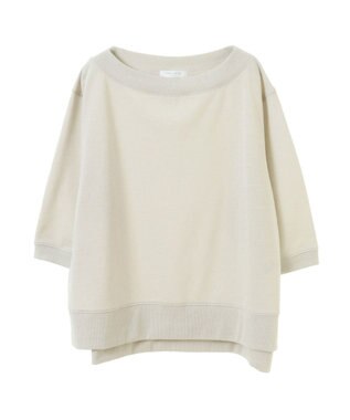 Green Parks ボートネックラメミニ裏毛プルオーバー Ivory