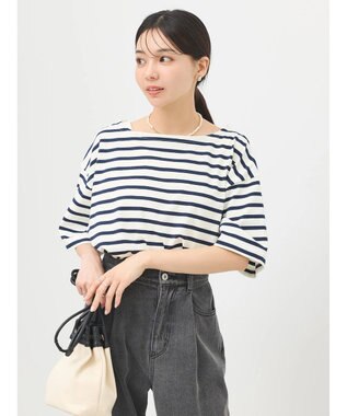 earth music&ecology ショートスリーブボーダーＴＥＥ Black