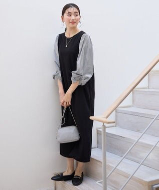 ANY 【洗濯機可】コンビネーションワンピース ブラック