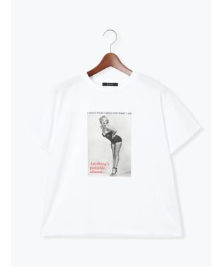 Te chichi マリリンモンローモノクロフォトTシャツ オフホワイト