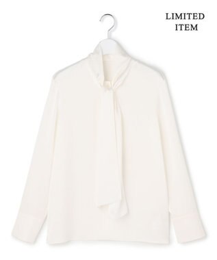 ICB 【WEB限定】 ドレープサテン ボウタイブラウス オフホワイト系