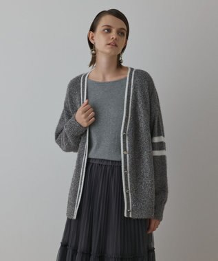 GRACE CONTINENTAL グリッターニットカーディガン グレー