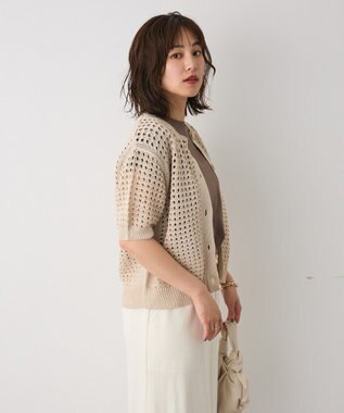 CRAFT STANDARD BOUTIQUE ハーフスリーブメッシュニットカーディガン Light Beige
