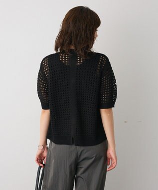 CRAFT STANDARD BOUTIQUE ハーフスリーブメッシュニットカーディガン Black